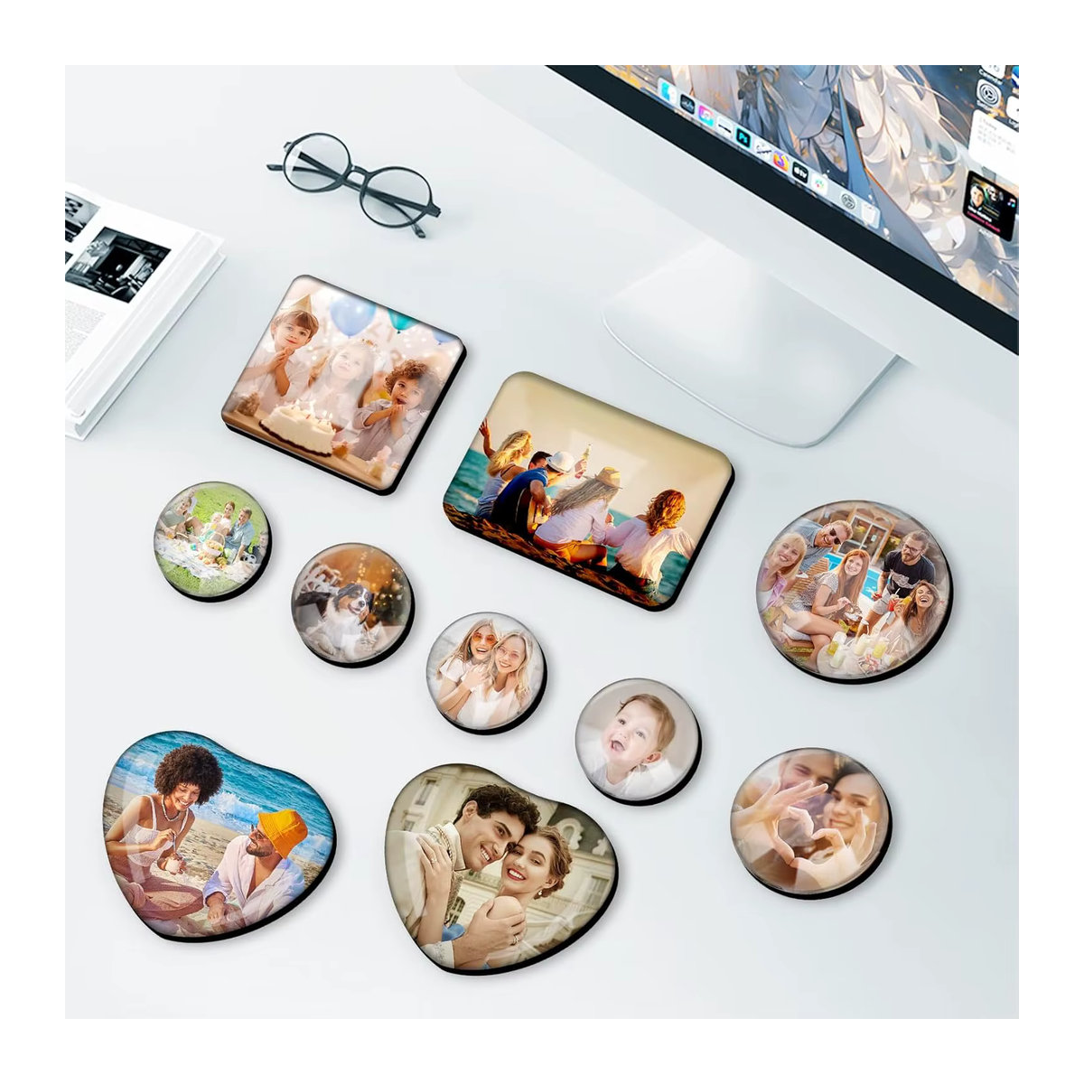 Personalisierte Kristallglas-Kühlschrankmagnete in Rundform, mehrfarbige magnetische Erinnerungsgeschenke für Küche, Büro und Heimdeko - Bild 2