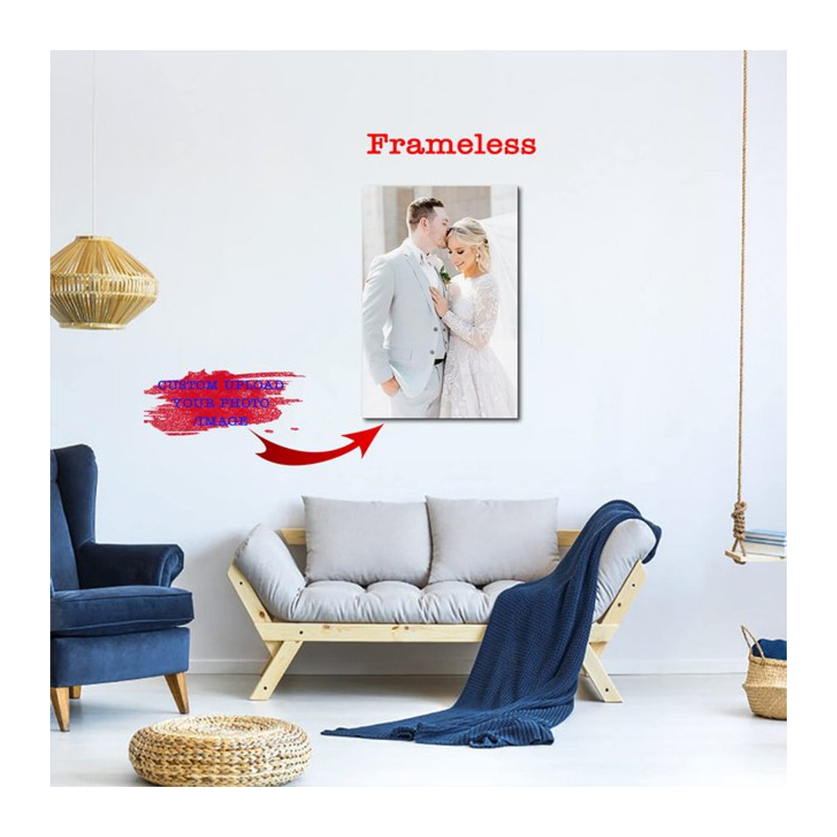 Personalisierte Leinwand mit deinem Foto als Wandkunst im Hochformat, rechteckige Textil-Leinwand für die Wandmontage, mehrfarbig und rahmenlos - Bild 1