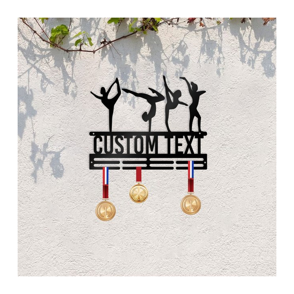 Personalisierte Metall Wanddekoration Ballett Tanz Cartoon Design für Kinder in Gold und Schwarz B: 30 cm, H: 24 cm, T: 30 cm - Bild 1