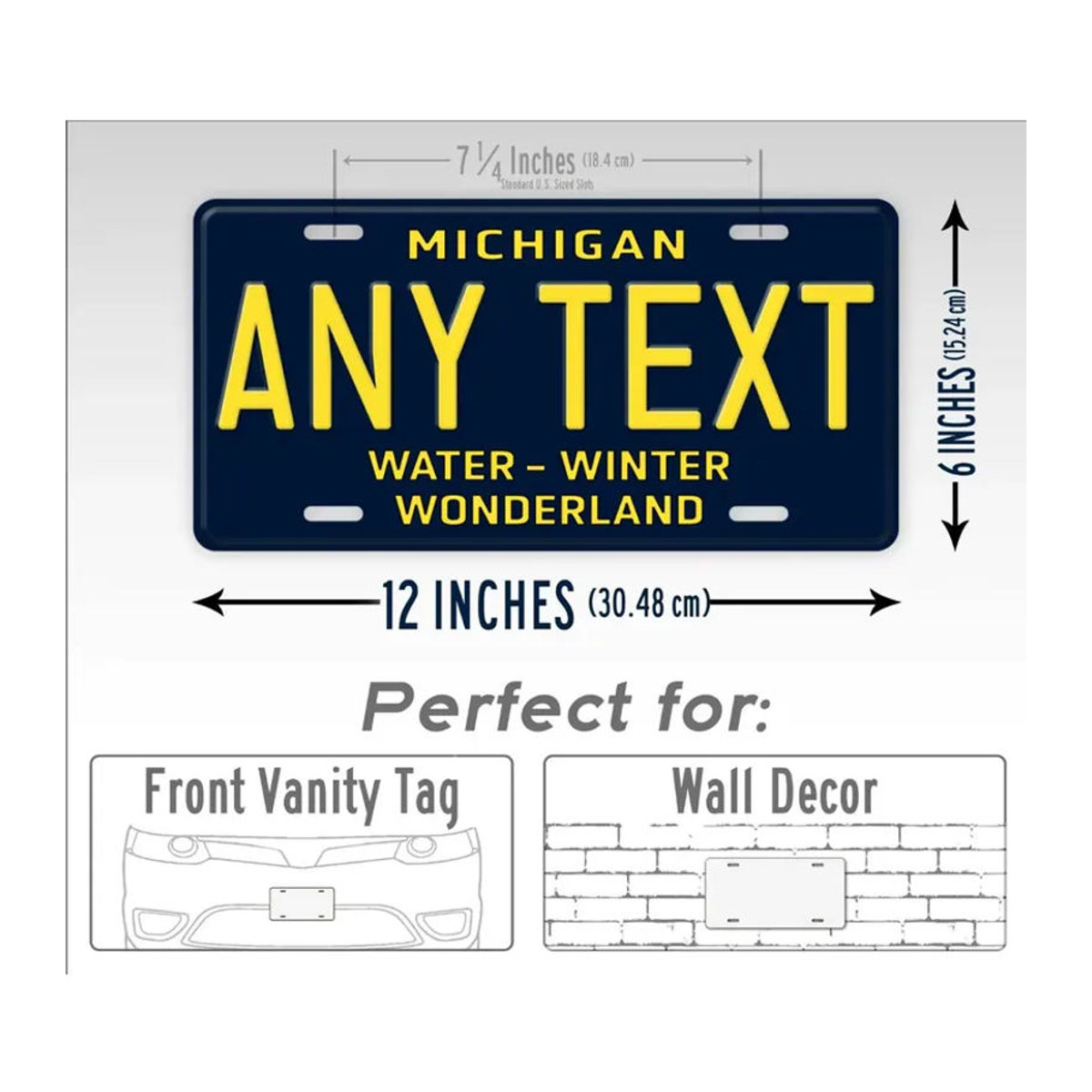 Personalisierte Metall-Wanddekoration CIFBUY Water Winter Wonderland Michigan in Blau, rechteckiges Metallschild für Zuhause - Bild 2