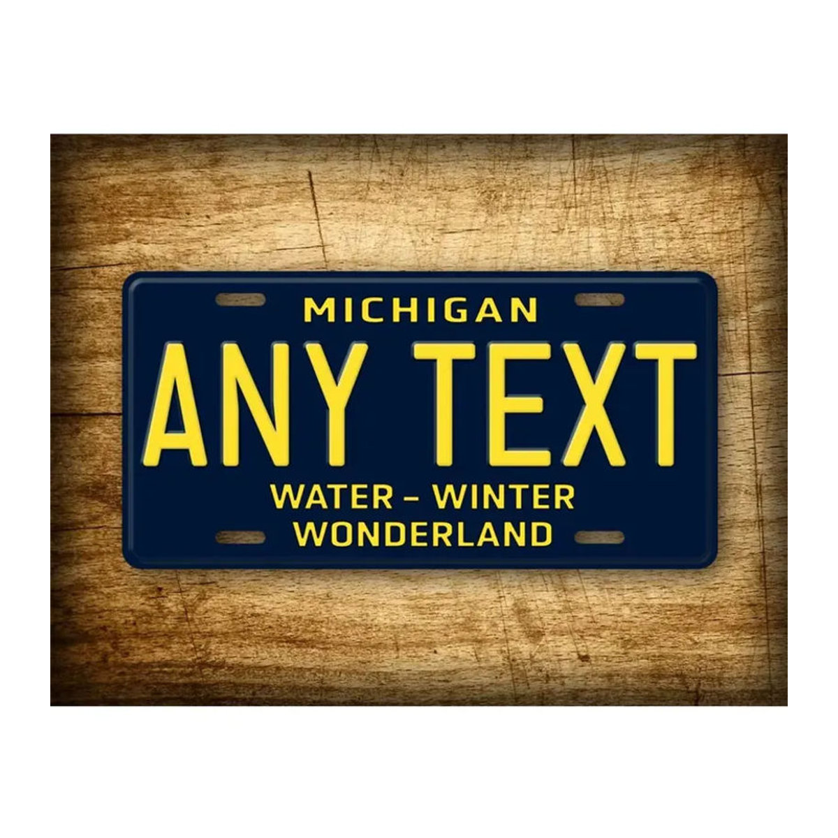 Personalisierte Metall-Wanddekoration CIFBUY Water Winter Wonderland Michigan in Blau, rechteckiges Metallschild für Zuhause - Bild 3