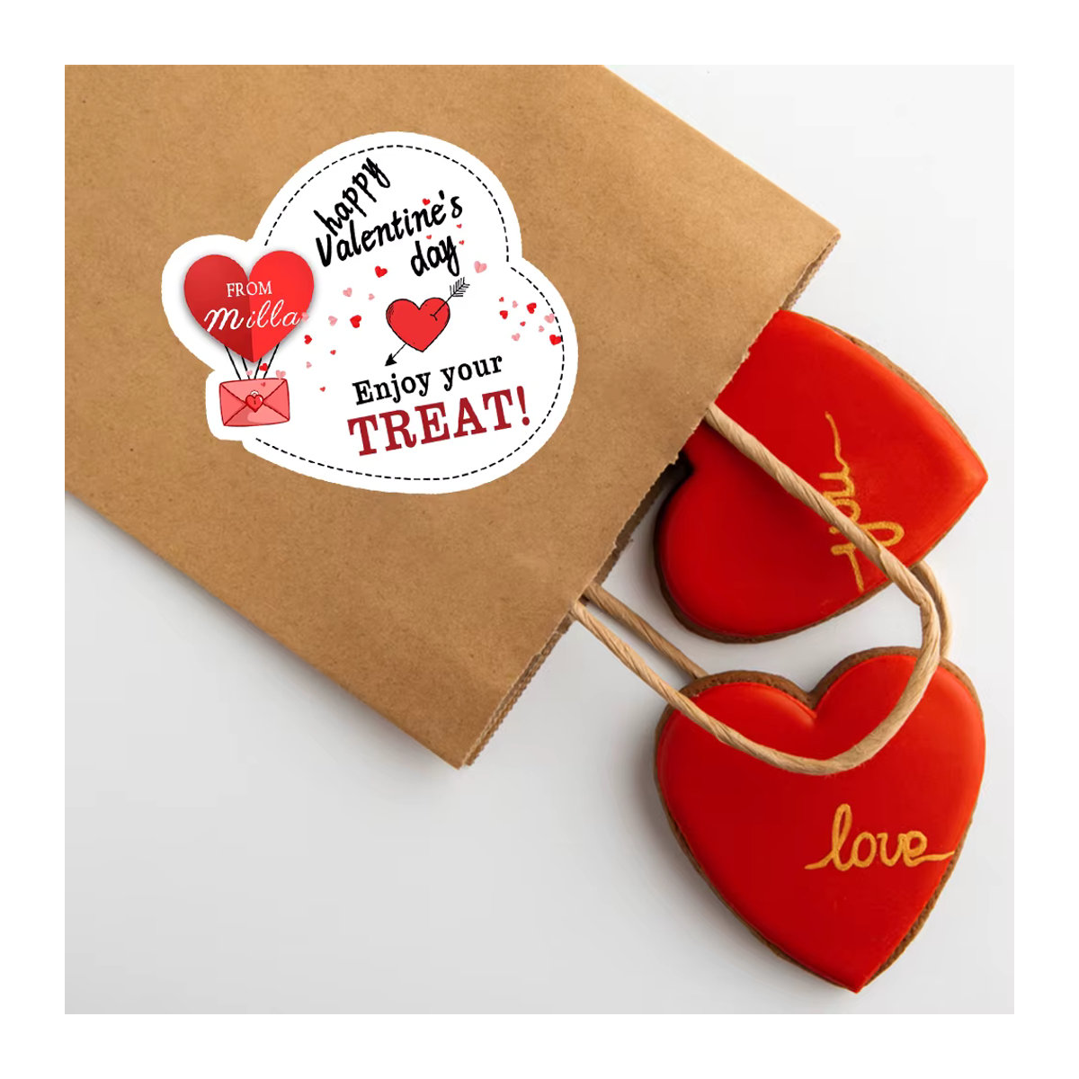 Personalisierte Namens-Liebesaufkleber WEIGAO Happy Valentine's Day Dekoration in Weiß aus Papier - Bild 3