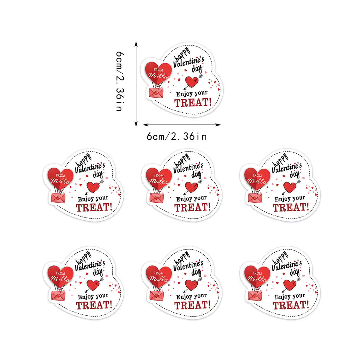 Personalisierte Namens-Liebesaufkleber WEIGAO Happy Valentine's Day Dekoration in Weiß aus Papier - Bild 5