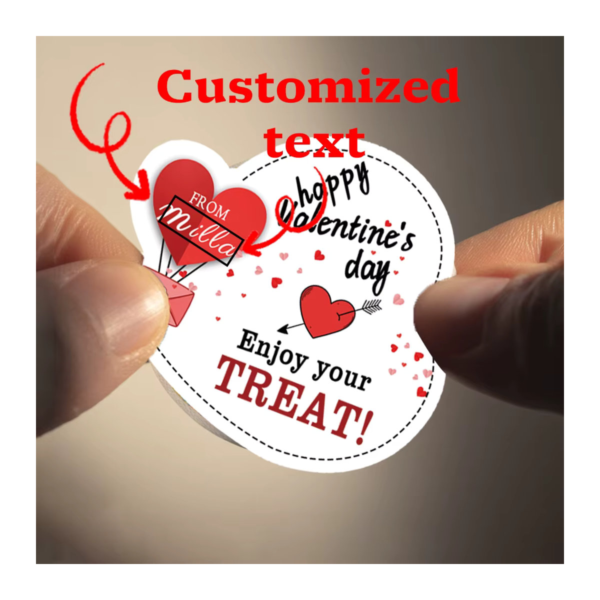 Personalisierte Namens-Liebesaufkleber WEIGAO Happy Valentine's Day Dekoration in Weiß aus Papier - Bild 6
