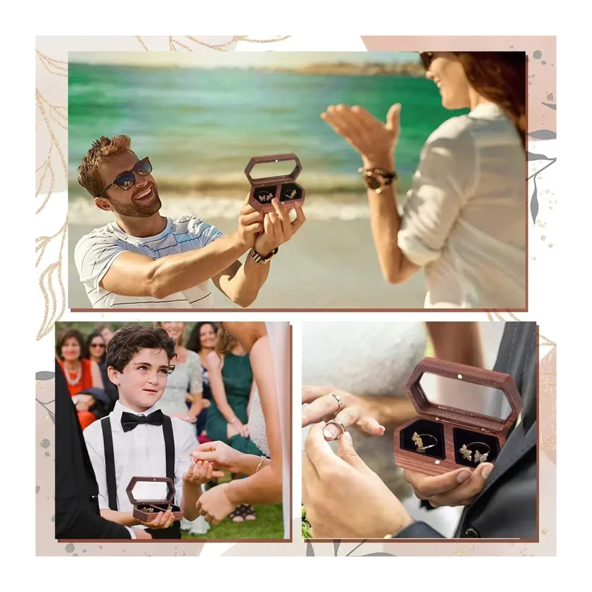 Personalisierte Ringbox aus Walnussholz mit Gravur von Alex Streeter in Braun für Verlobungs- und Eheringe - Bild 4