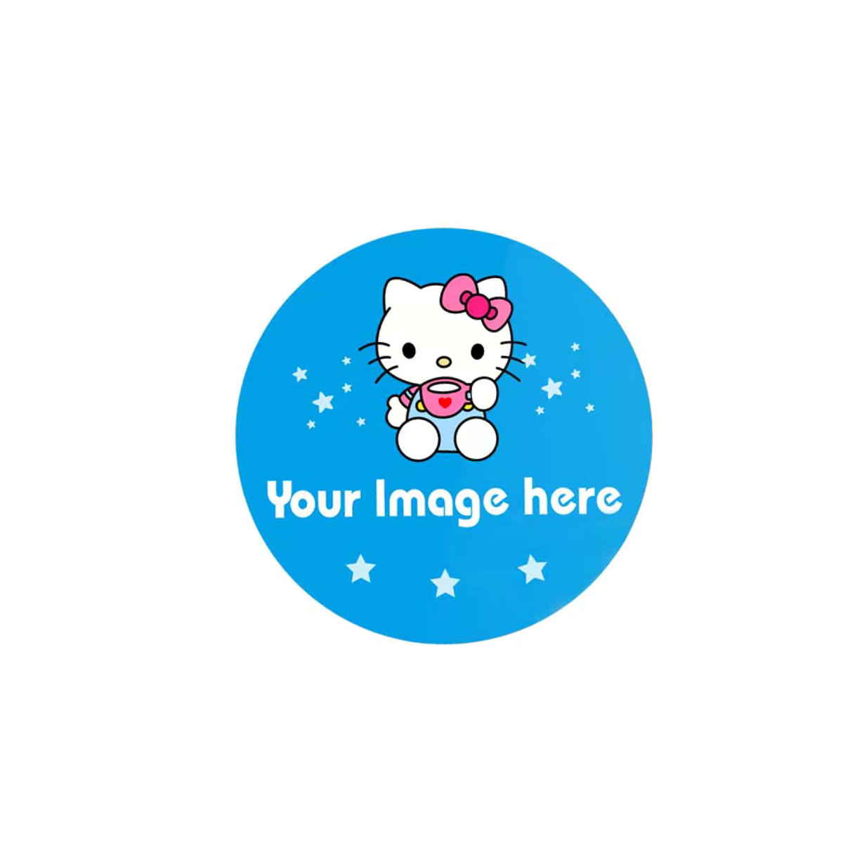 Personalisierte Sanrio Aufkleber in Blau, runde Sticker mit Logo-Upload für Wandkunst und Partyzubehör - Bild 2
