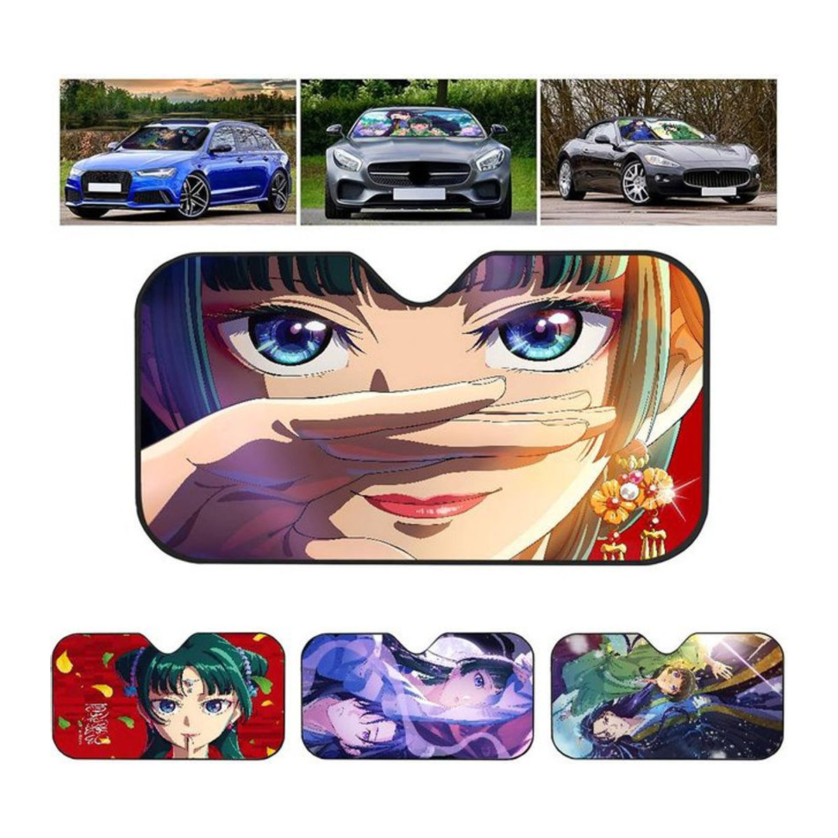 Personalisierter Auto-Sonnenschutz mit The Apothecary Diaries Anime Motiv von Potdemiel, mehrfarbig, rechteckig aus Textil - Bild 1
