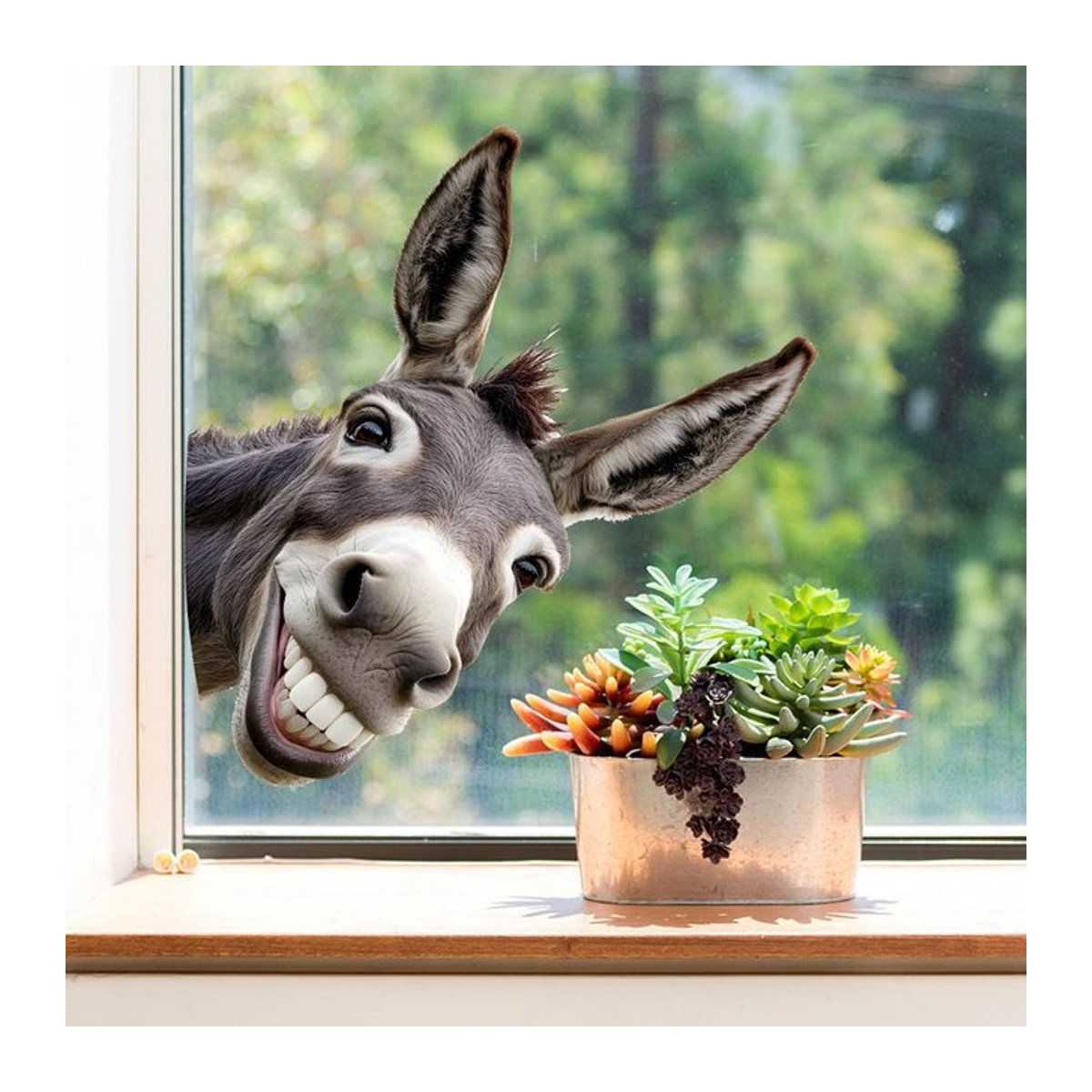 Personalisierter Fensteraufkleber mit Esel-Kopf von Chocolate Home, mehrfarbig, Breite: 29 cm, Höhe: 33 cm - Bild 1