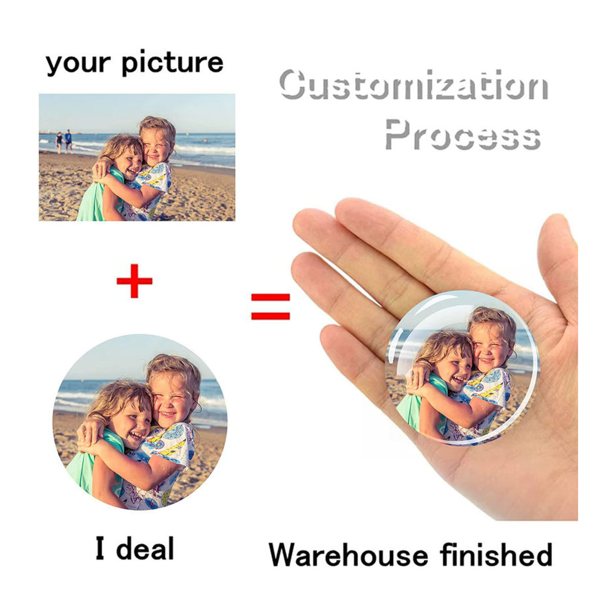 Personalisierter Glas-Kühlschrankmagnet mit eigenem Foto von EQJJYPOC, rund, mehrfarbig - Bild 3