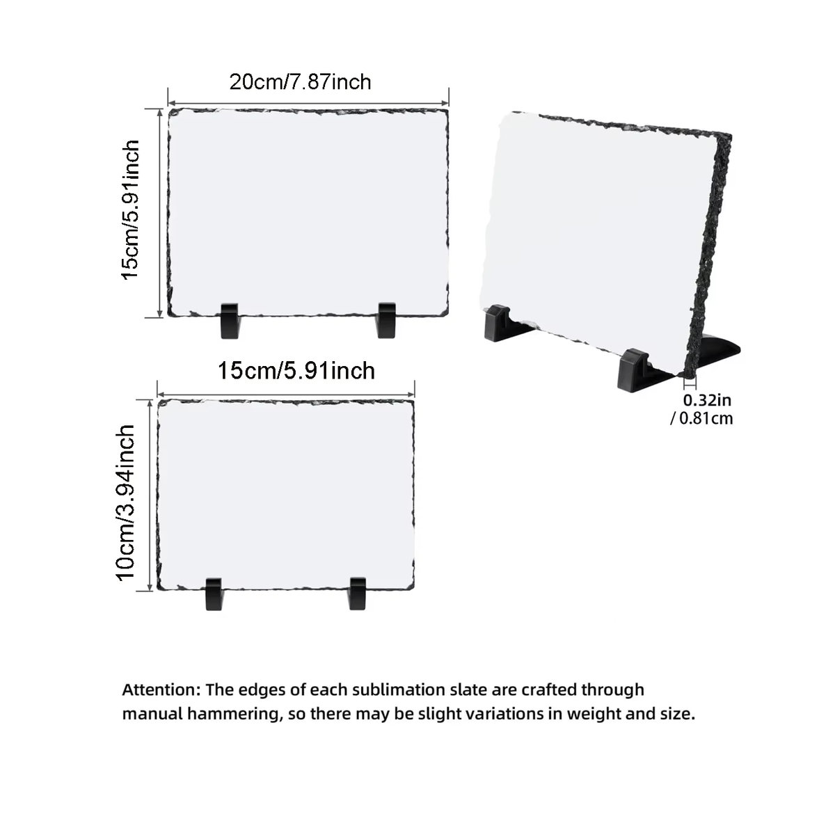 Personalisierter Sublimationsschiefer als rechteckiger Fotorahmen in Grau mit Präsentationsständer für DIY-Projekte, B: 15 cm, H: 10 cm - Bild 2