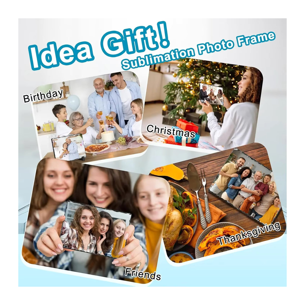 Personalisierter Sublimationsschiefer als rechteckiger Fotorahmen in Grau mit Präsentationsständer für DIY-Projekte, B: 15 cm, H: 10 cm - Bild 5
