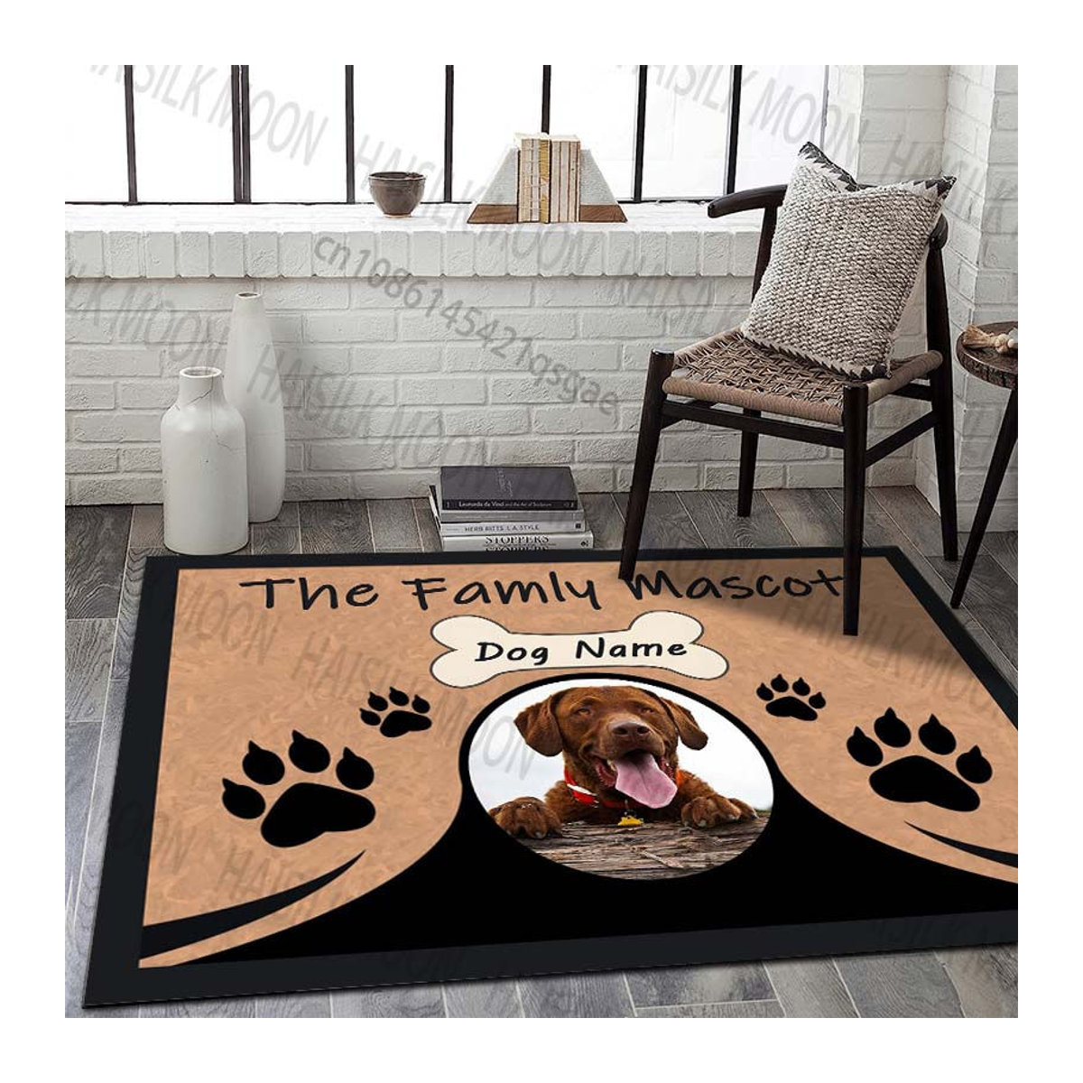 Personalisierter Teppich mit eigenem Haustierfoto von UQIDEHOME in Braun, B/T/H: 200 x 150 cm - Bild 3