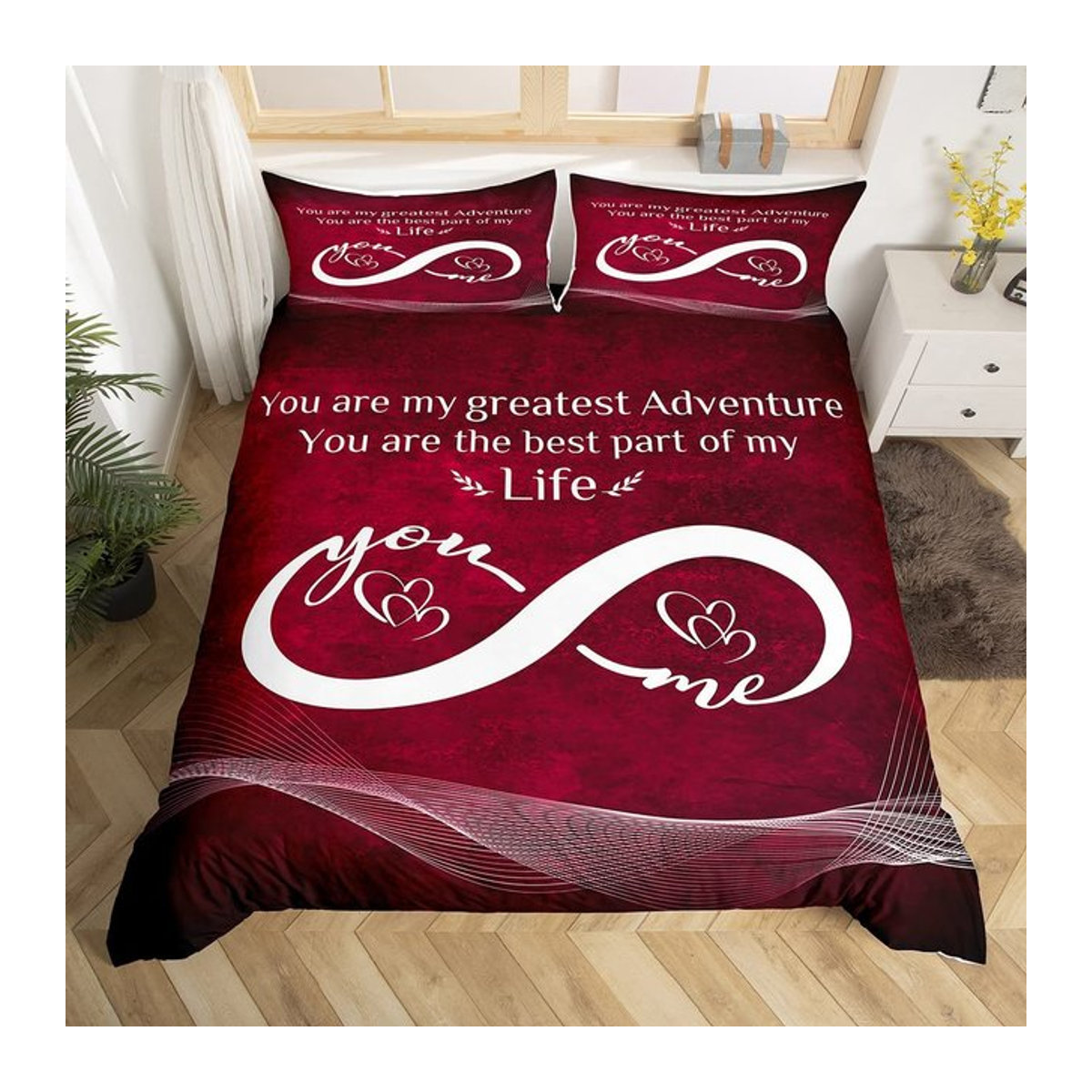 Personalisiertes Bettwäsche-Set JMG Household Supplies mit Namen, Rot, 3-teilig, B/H: 140 x 200 cm - Bild 1