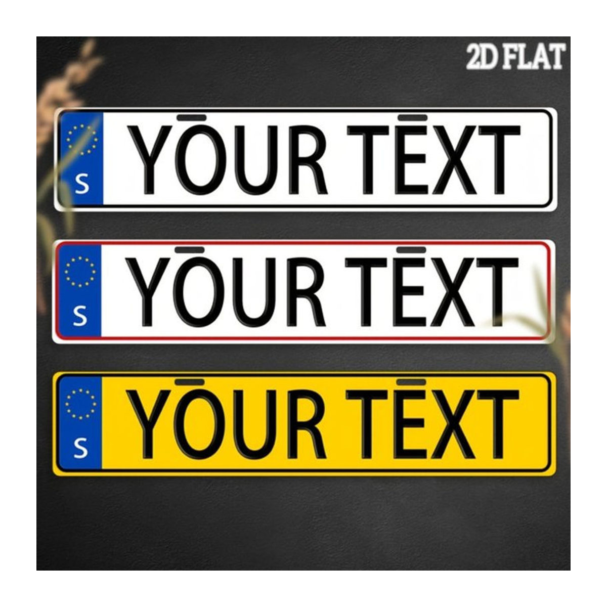 Personalisiertes europäisches Nummernschild aus Aluminium von Hello Young, B: 40 cm, mehrfarbig und weiß - Bild 1