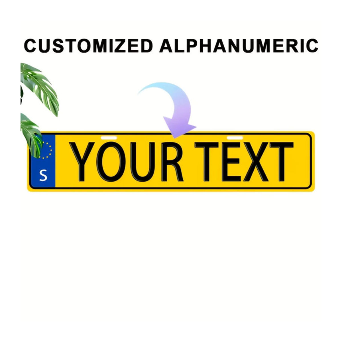 Personalisiertes europäisches Nummernschild aus Aluminium von Hello Young, B: 40 cm, mehrfarbig und weiß - Bild 2