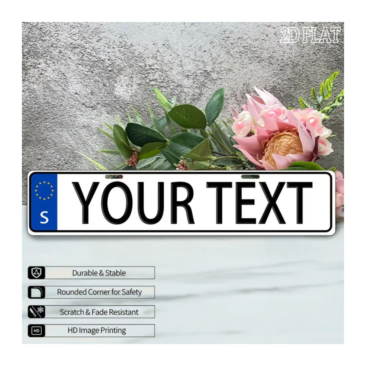 Personalisiertes europäisches Nummernschild aus Aluminium von Hello Young, B: 40 cm, mehrfarbig und weiß - Bild 3