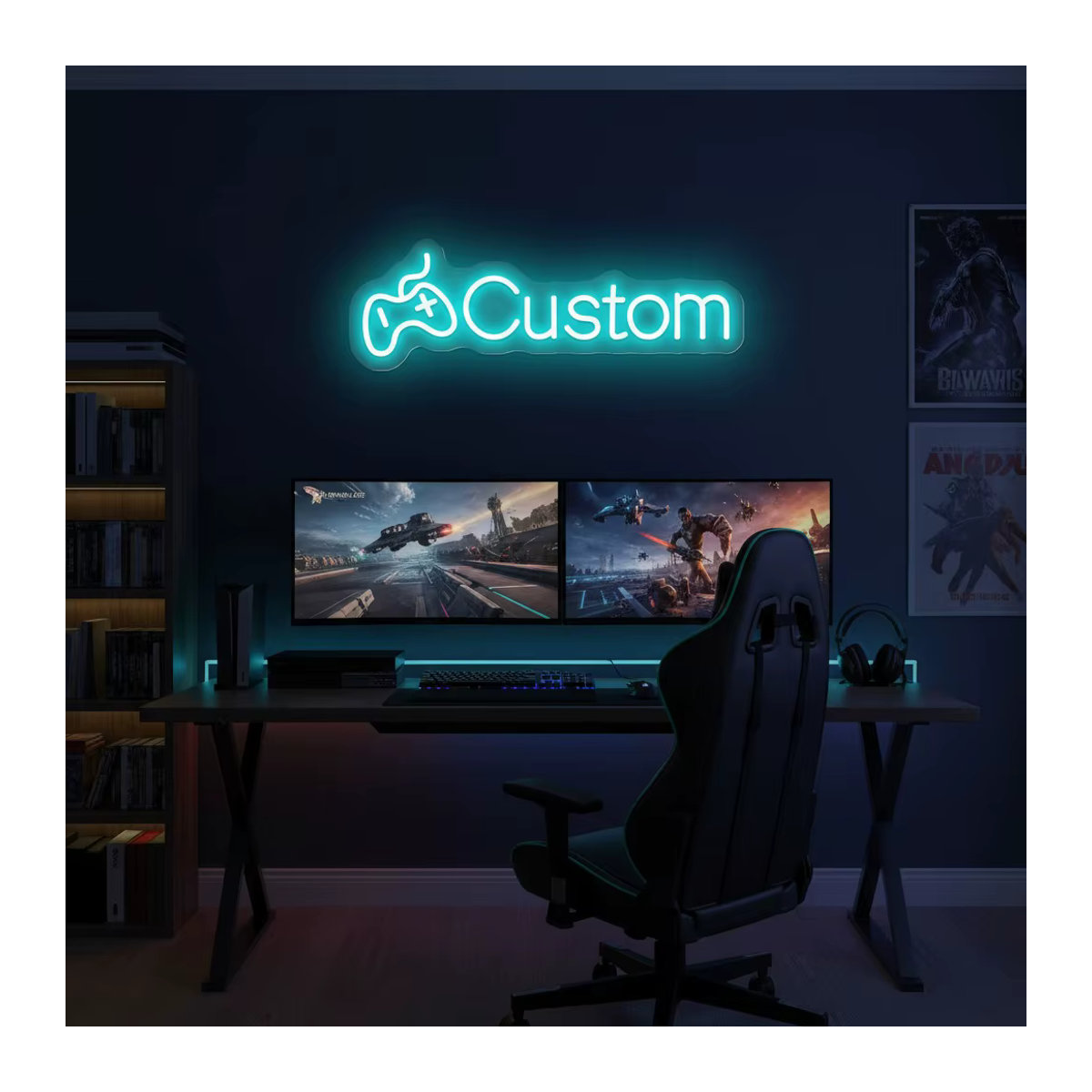 Personalisiertes Gamer-Neonschild mit Game-Controller-Design, LED-Wanddekoration aus Kunststoff, USB-betrieben, Farben: Rot, Rosa oder Bunt, Breite: 25,4 cm - Bild 2