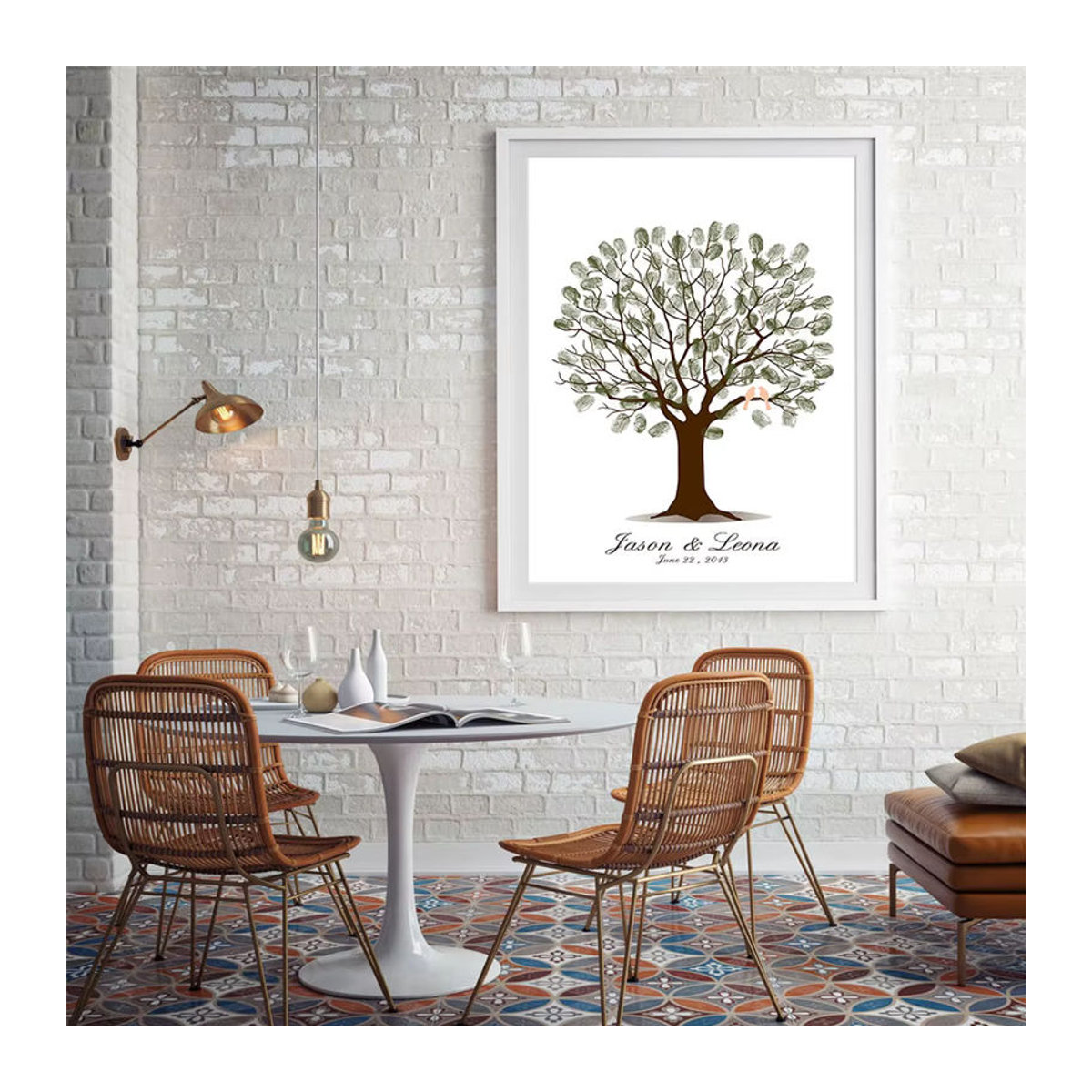 Personalisiertes Hochzeits-Gästebuch von AsenArt als Leinwand mit Baum-Motiv in Weiß für deine Hochzeitsdekoration - Bild 2