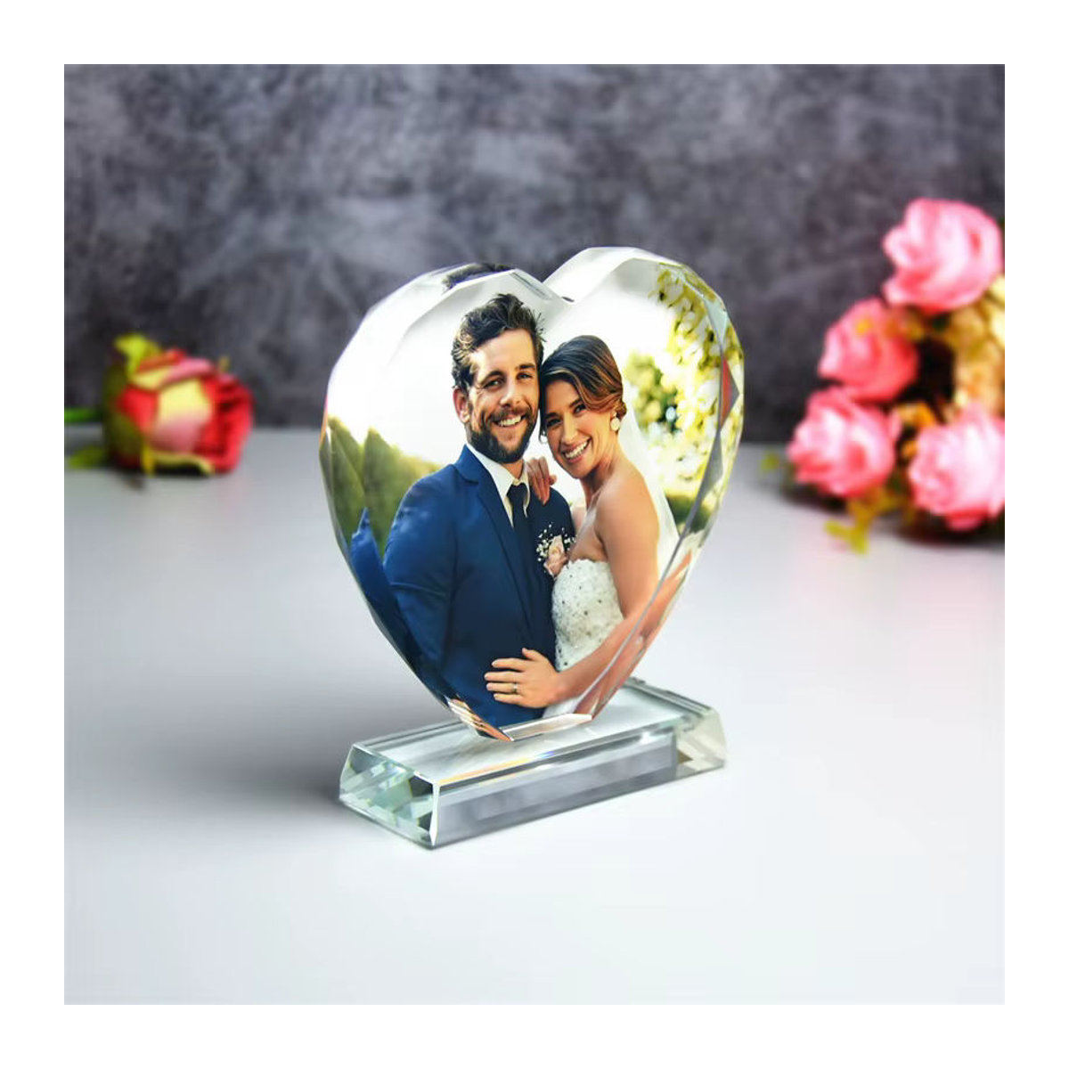 Personalisiertes Kristallfoto von QKX in transparentem Glas als individueller Bilderrahmen für Hochzeiten und besondere Erinnerungen - Bild 2