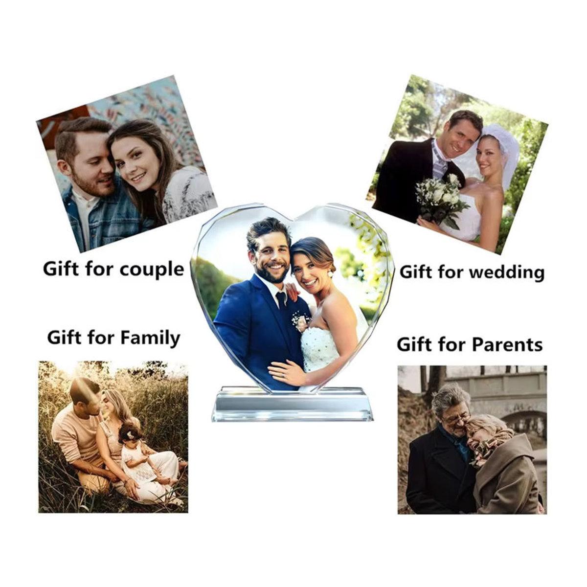 Personalisiertes Kristallfoto von QKX in transparentem Glas als individueller Bilderrahmen für Hochzeiten und besondere Erinnerungen - Bild 3