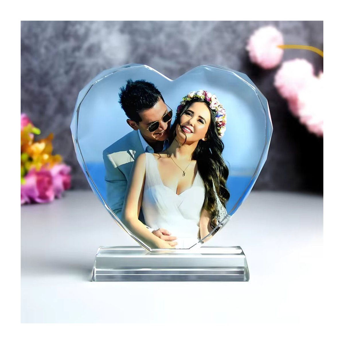 Personalisiertes Kristallfoto von QKX in transparentem Glas als individueller Bilderrahmen für Hochzeiten und besondere Erinnerungen - Bild 4