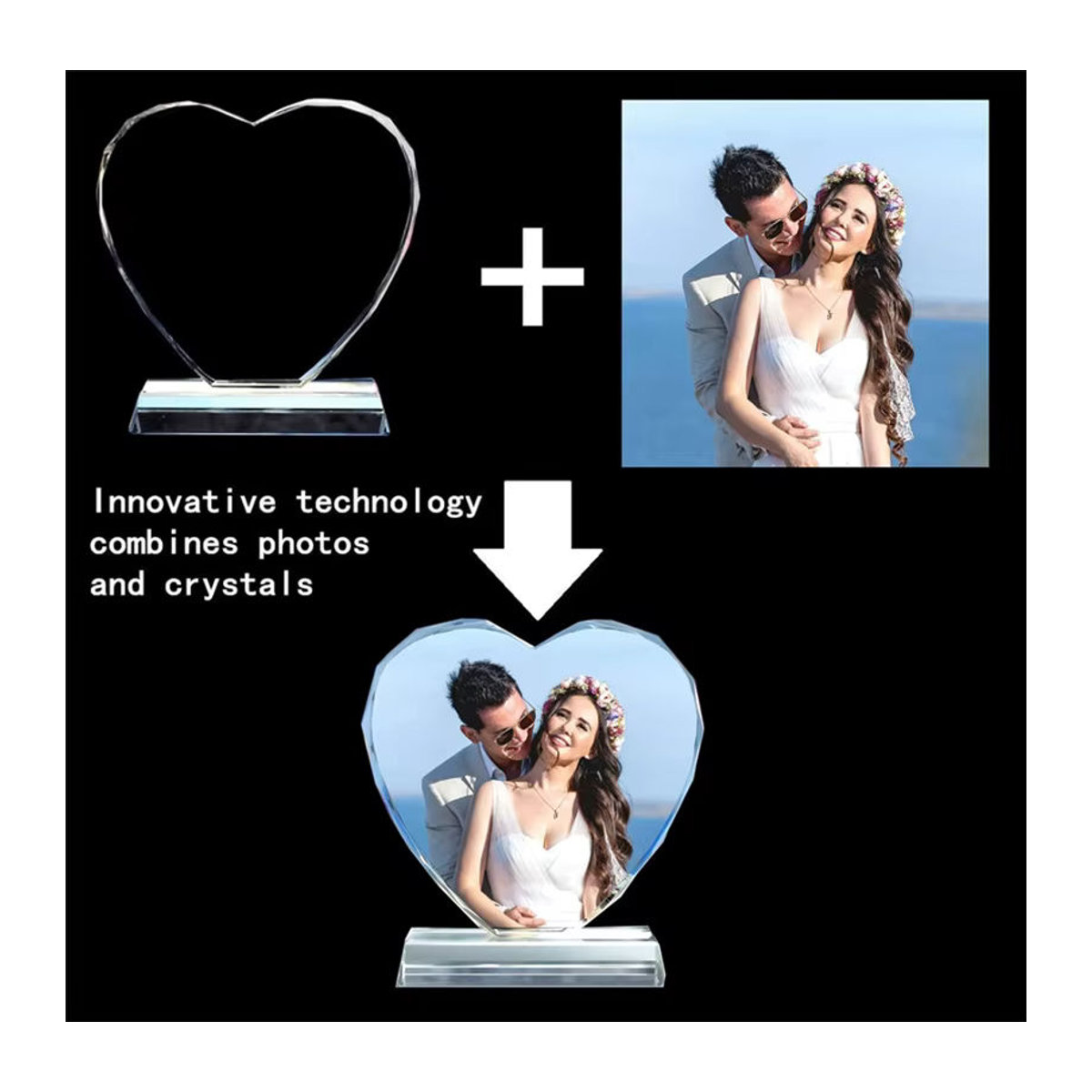 Personalisiertes Kristallfoto von QKX in transparentem Glas als individueller Bilderrahmen für Hochzeiten und besondere Erinnerungen - Bild 5
