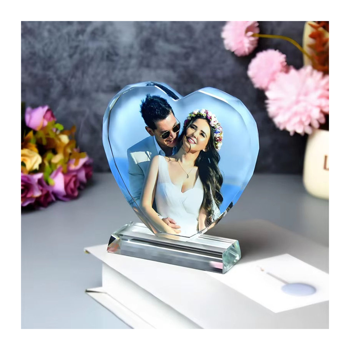 Personalisiertes Kristallfoto von QKX in transparentem Glas als individueller Bilderrahmen für Hochzeiten und besondere Erinnerungen - Bild 6