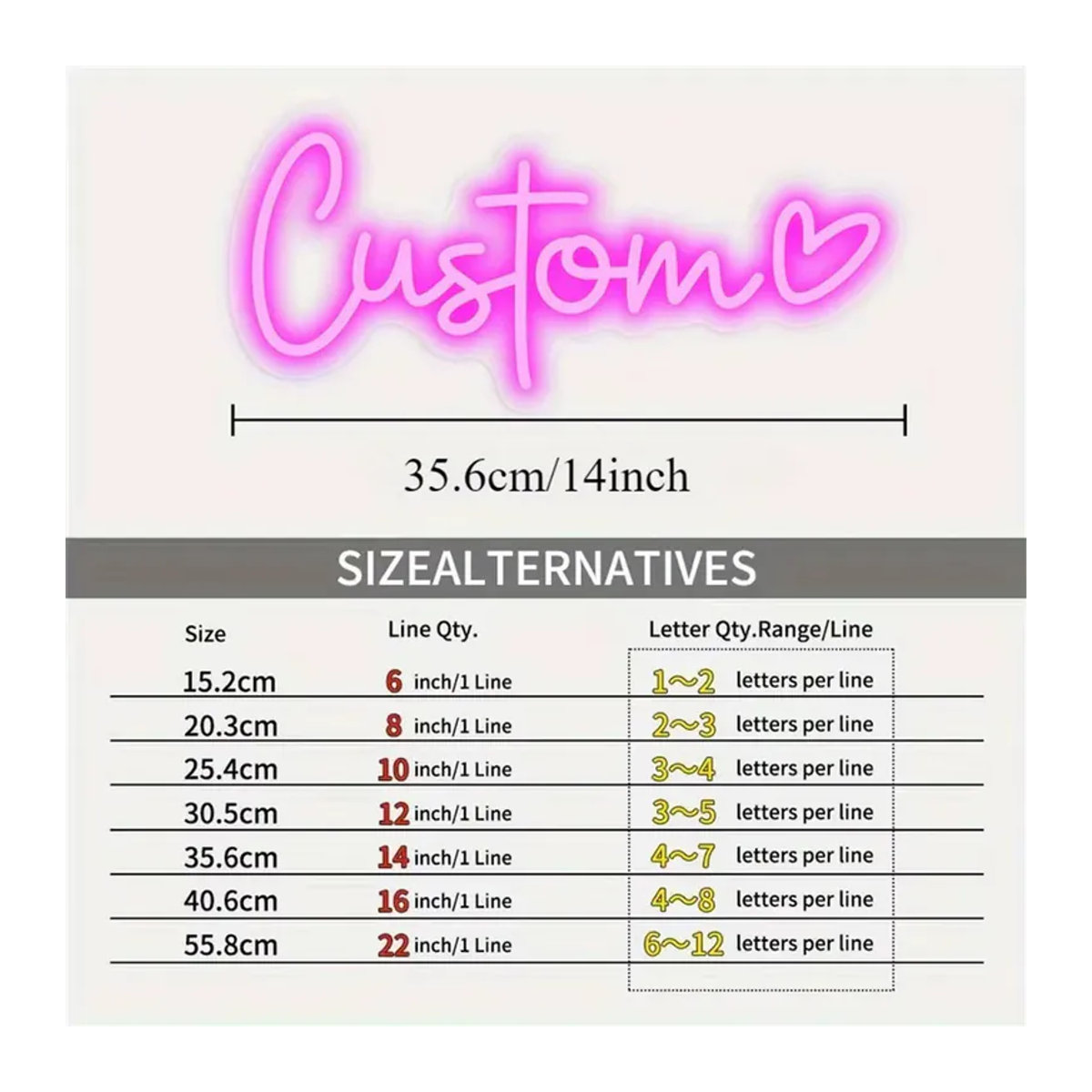 Personalisiertes LED-Neonschild in Herzform mit Namen, USB-betrieben, Wanddekoration für Hochzeit und Geburtstag in Grün oder Rosa - Bild 2