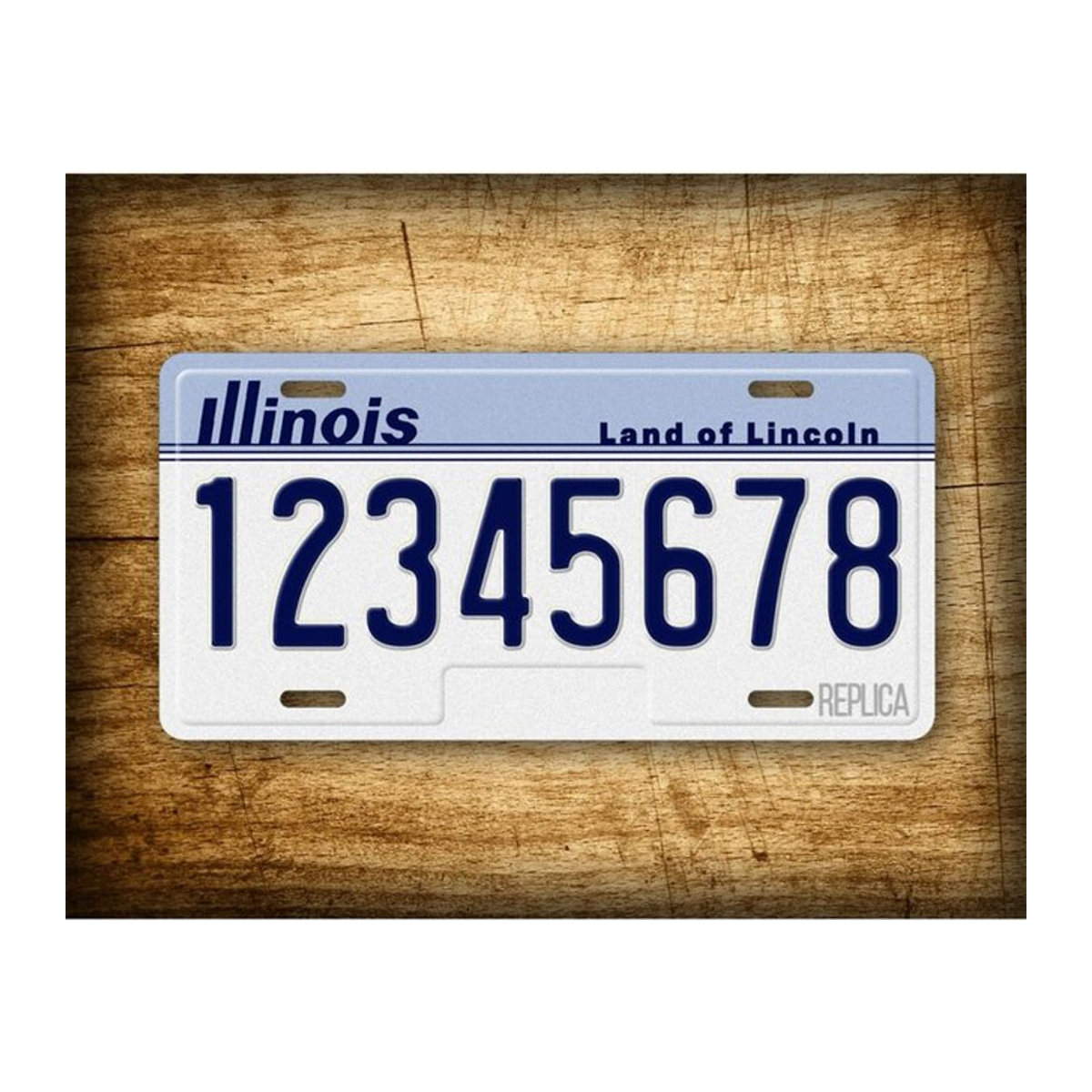Personalisiertes Metall-Dekorationsschild von CIFBUY mit Illinois-Lincoln-Motiv in Weiß und Blau, rechteckiges Wanddekor zum Aufhängen - Bild 1