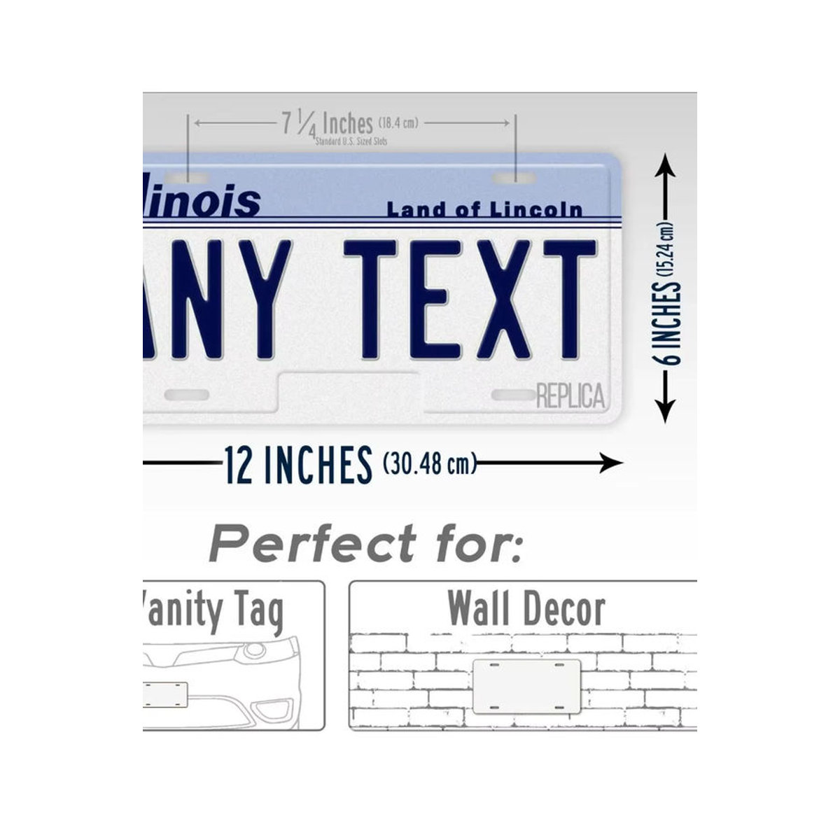 Personalisiertes Metall-Dekorationsschild von CIFBUY mit Illinois-Lincoln-Motiv in Weiß und Blau, rechteckiges Wanddekor zum Aufhängen - Bild 4