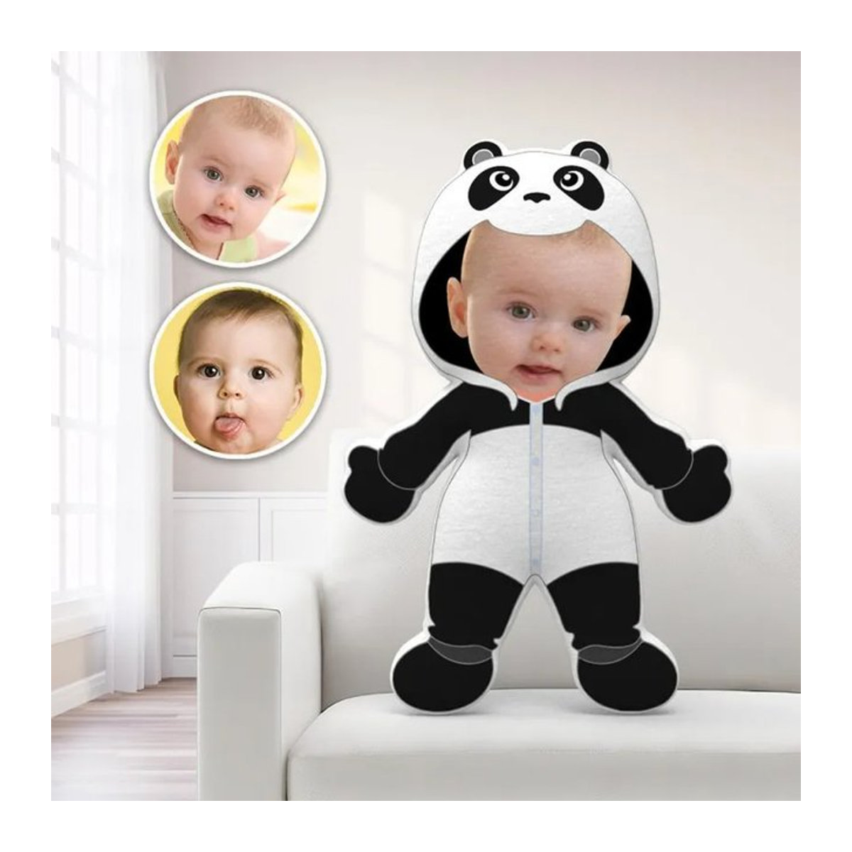 Personalisiertes MiniMe Fotokissen mit Gesichtsmotiv in Weiß - Bild 1