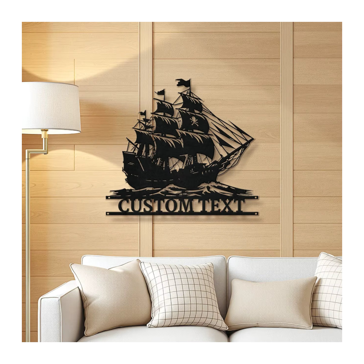 Personalisiertes Piratenschiff-Metallschild von Hello Young in Schwarz für die Wandmontage im maritimen Design - Bild 5