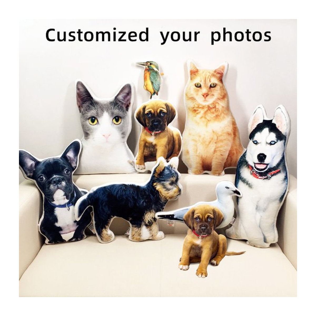 Personalisiertes Plüschkissen mit Fotoanpassung von Habinisi in Mehrfarbig für Hunde und Katzen als dekoratives Geschenk - Bild 1