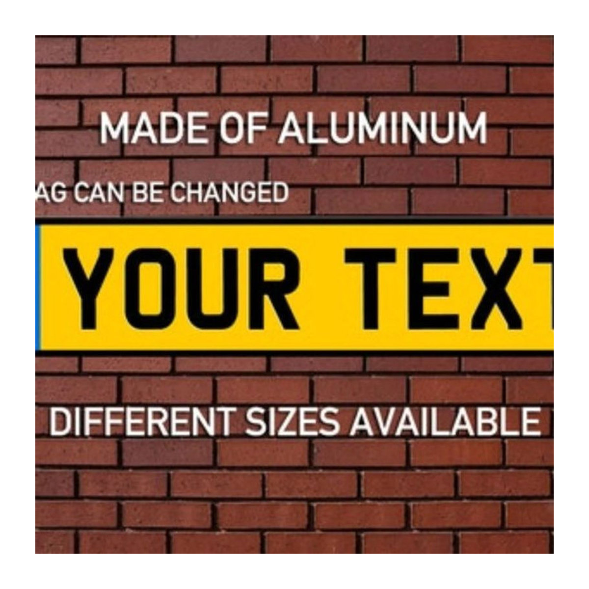 Personalisiertes UK-Nummernschild von CIFBUY aus Metall in Schwarz und Gelb als rechteckige Wanddekoration - Bild 1