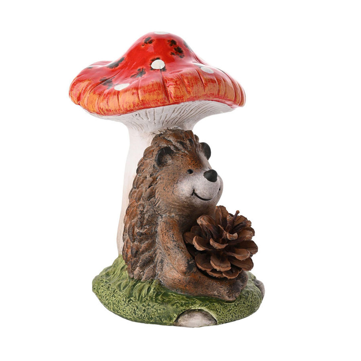 Pertemba FR Deko-Figur Igel auf Pilz mit Tannenzapfen in Rot und Mehrfarbig aus Kunstharz - Bild 2