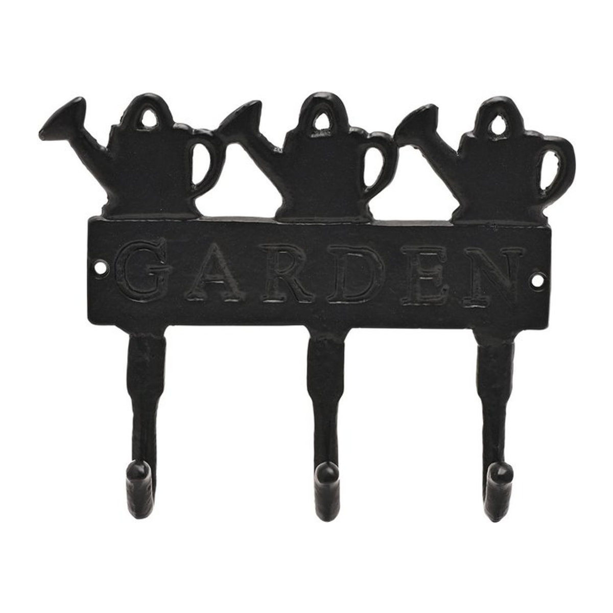 Pertemba FR - Home Wandplakette Gießkannen aus Gusseisen mit 3 Haken, Schwarz, B: 17,5 cm, H: 20 cm - Bild 1