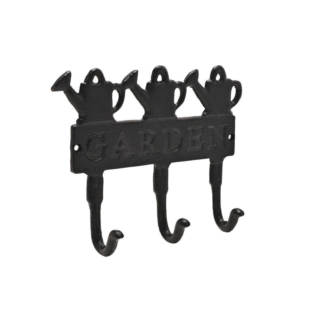 Pertemba FR - Home Wandplakette Gießkannen aus Gusseisen mit 3 Haken, Schwarz, B: 17,5 cm, H: 20 cm - Bild 2