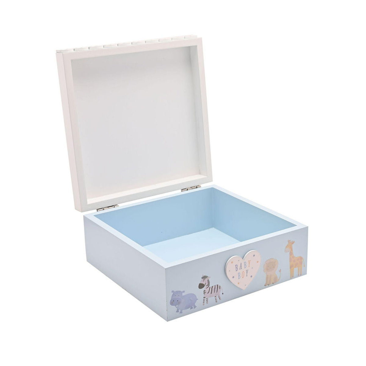 Petit Cheri Erinnerungsbox Löwen-Print für Baby Jungen, Blau, Holz, B: 18,8 cm, T: 8,4 cm, H: 18,8 cm - Bild 1