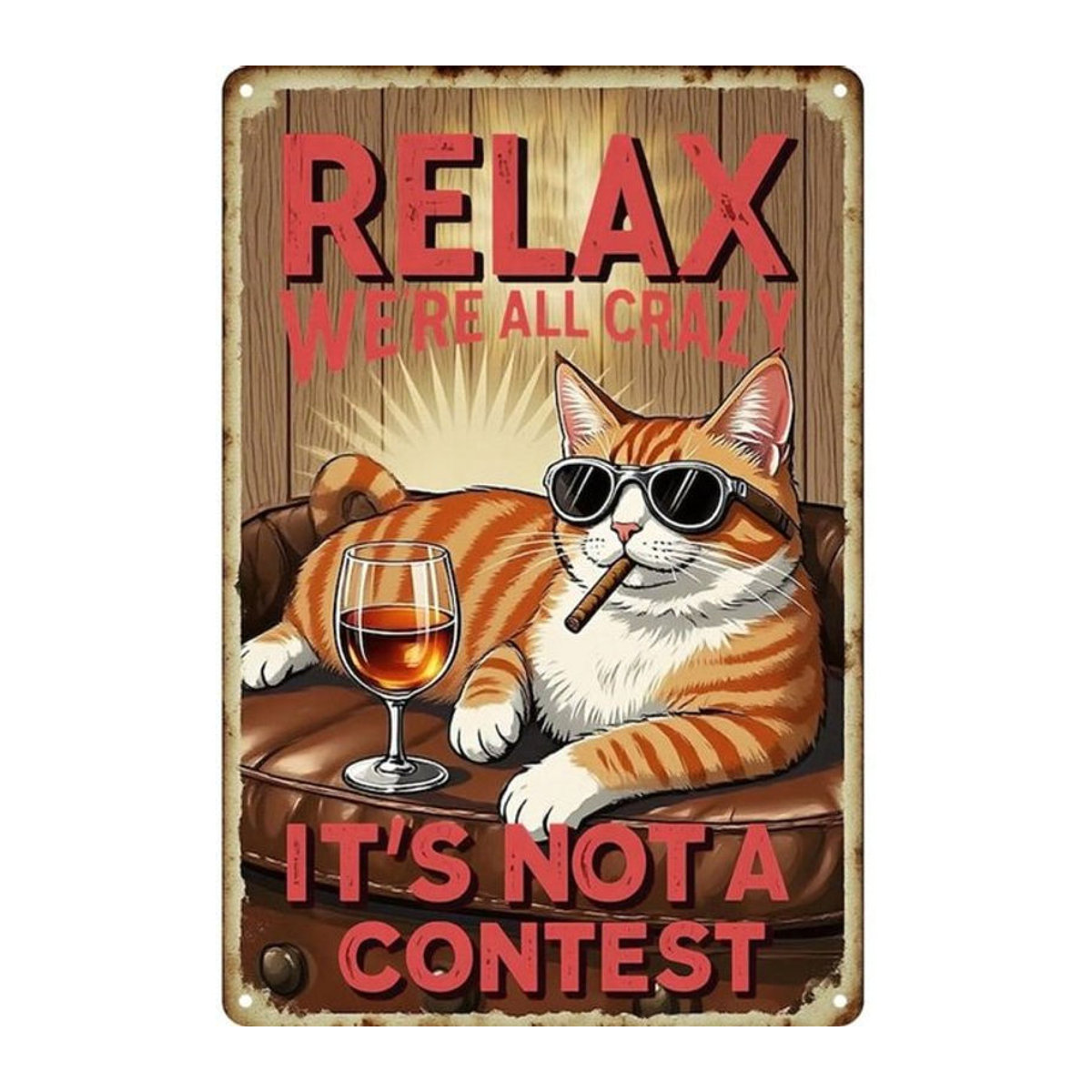 PETSLA Retro Wanddekoration Metallschild Lustige Katze Vintage Blechschild Mehrfarbig - Bild 1