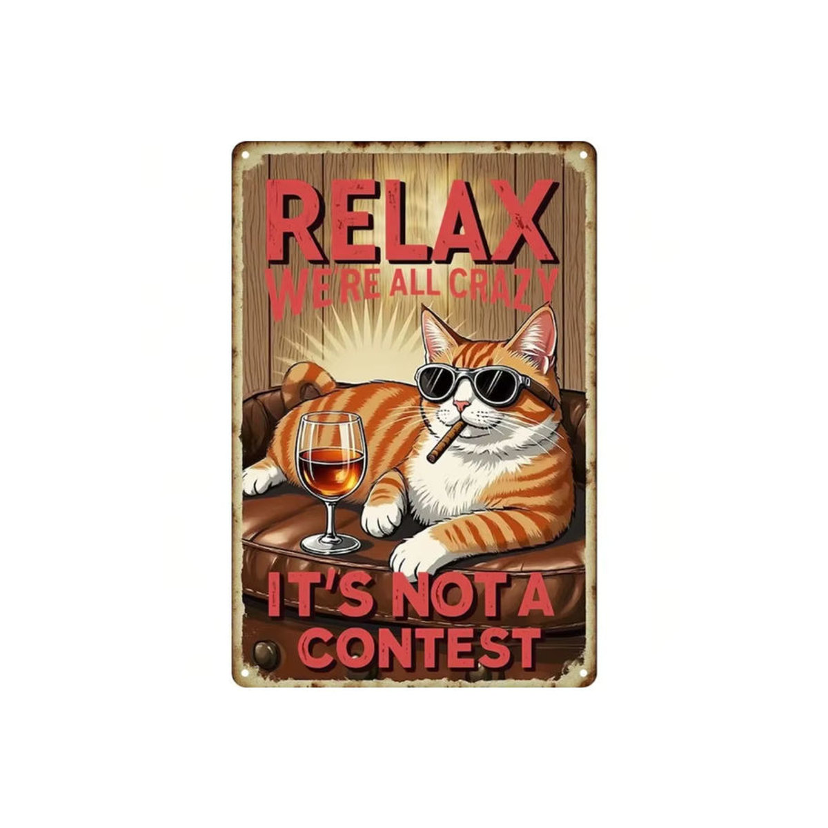 PETSLA Retro Wanddekoration Metallschild Lustige Katze Vintage Blechschild Mehrfarbig - Bild 6