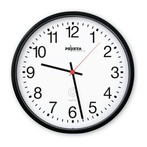 PEWETA Uhren Funkwanduhr analog in Schwarz, rund, Durchmesser: 30 cm