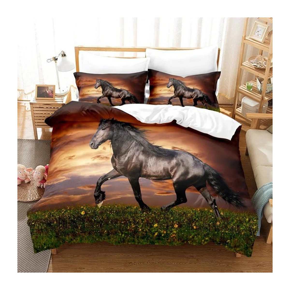Pferde Bettwäsche Set 3D Anime Design von JMG Household Supplies, mehrfarbig, B/H: 140 x 200 cm, 2-teilig - Bild 1