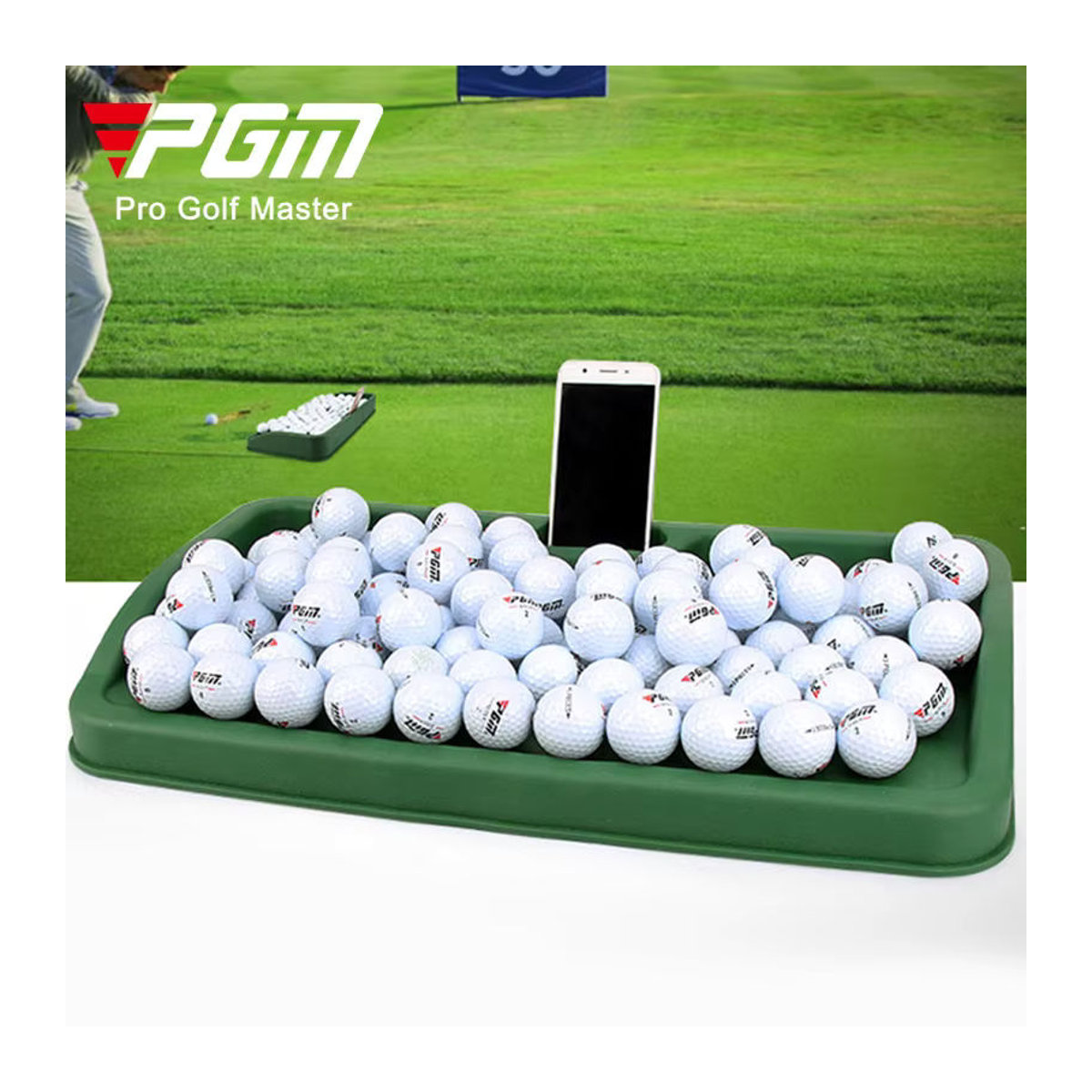 PGM Golfballbox aus weichem Gummi mit Handy-Video-Halterung in Grün QK005 - Bild 4
