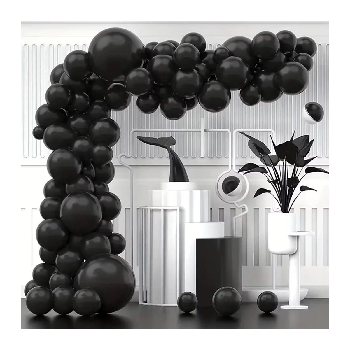 PGY Ballon Girlande Bogen Kit aus matten schwarzen Latex Ballons für Geburtstag, Baby Shower und Party, 100 Stück - Bild 2