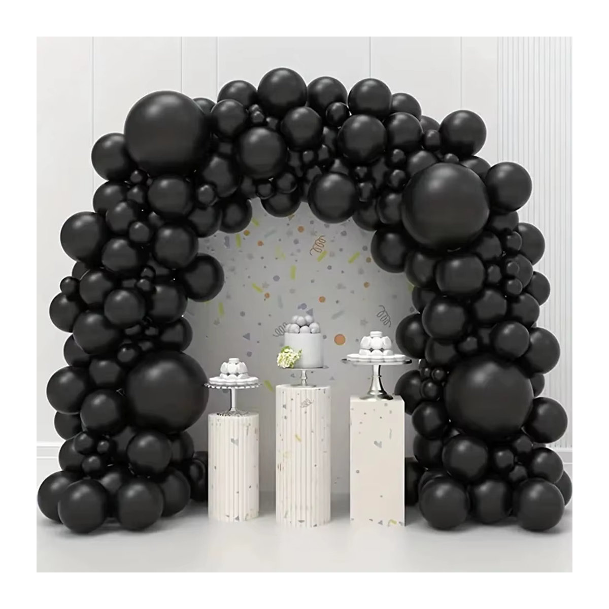 PGY Ballon Girlande Bogen Kit aus matten schwarzen Latex Ballons für Geburtstag, Baby Shower und Party, 100 Stück - Bild 3