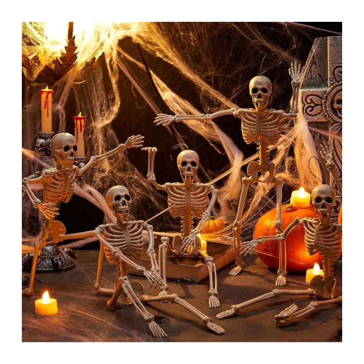 PGY Halloween-Skelett aus Kunststoff in Weiß als hängende Dekoration für Spukhaus und Friedhof - Bild 1
