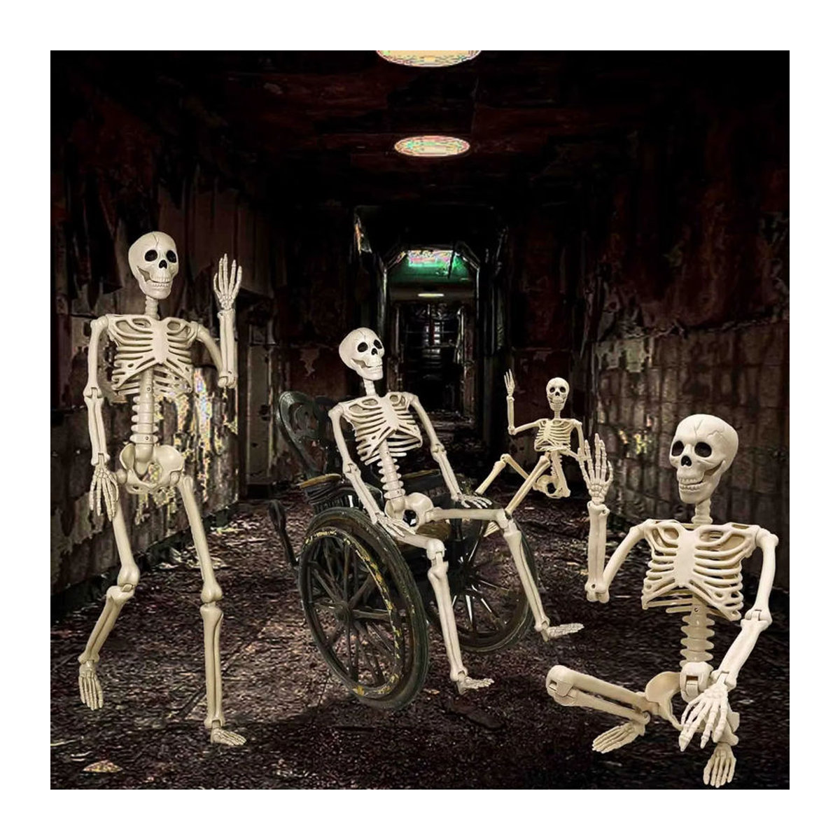 PGY Halloween-Skelett aus Kunststoff in Weiß als hängende Dekoration für Spukhaus und Friedhof - Bild 2