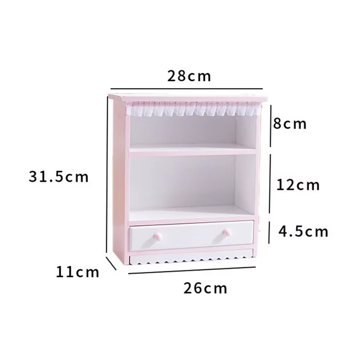 PGY Holz Display Schrank in Rosa als zweistufiges Desktop-Regal für Kosmetik, Parfüm und Ornamente im Landhausstil - Bild 6