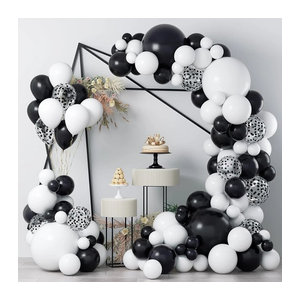 PGY Luftballon-Girlandenbogen-Set aus Latex in Weiß und Schwarz mit schwarzem Konfetti für Hochzeit, Geburtstag und Partydekoration