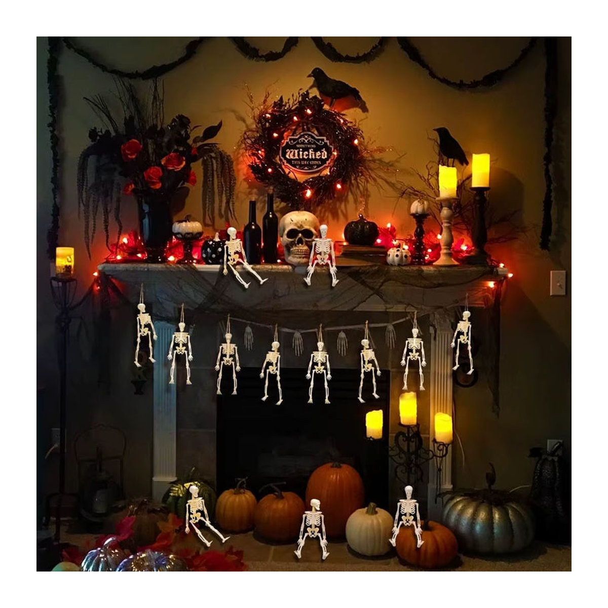 PGY Mini-Skelettfiguren für Halloween-Dekorationen, 6 Stück, weiß, Höhe: 15,2 cm - Bild 2